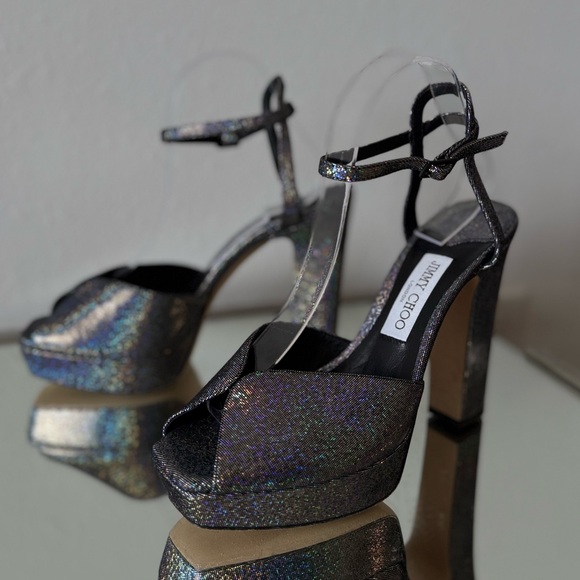 New JIMMY CHOO Sacaria Glitter Platform Sandal $925 40 - Picture 3 of 13
